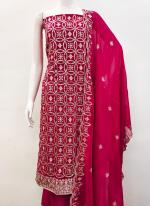 Zomato Silk Red Party Wear Multi Sequence Work Dress Material